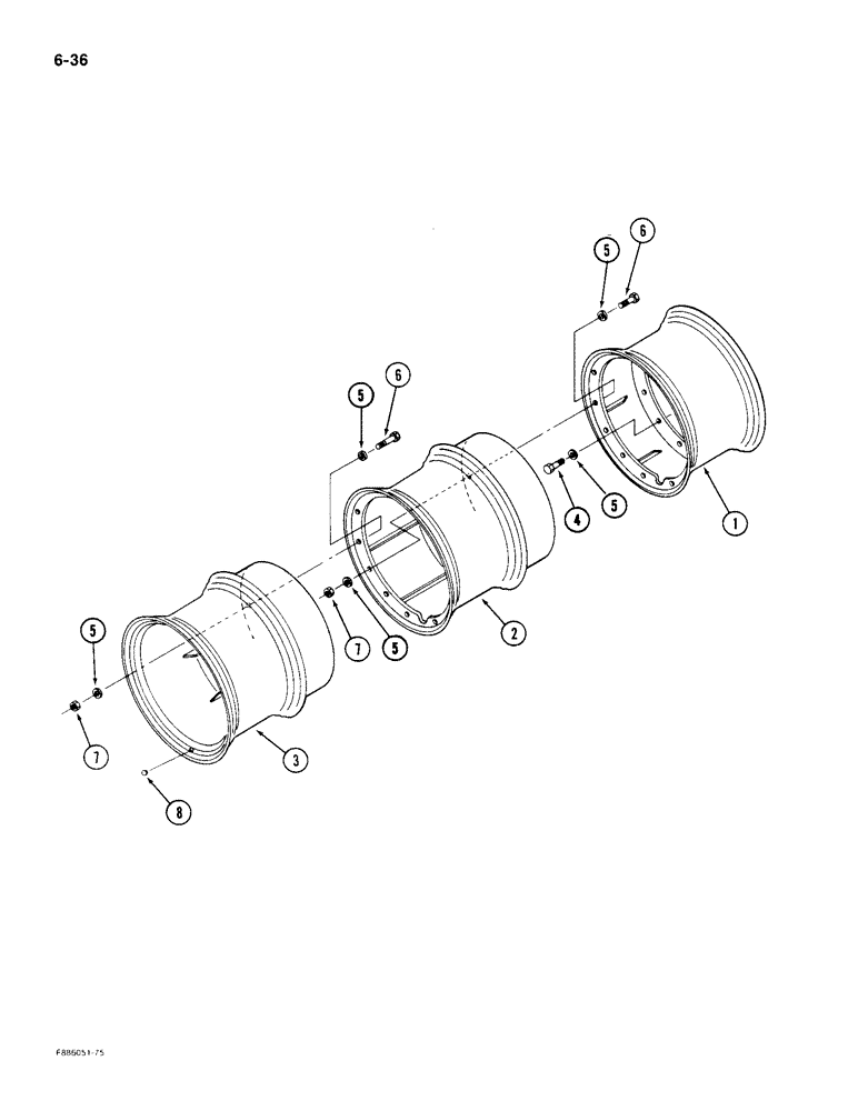 Схема запчастей Case IH KP-525 - (6-36) - WHEELS, HUB BOLTED TRIPLES (06) - POWER TRAIN