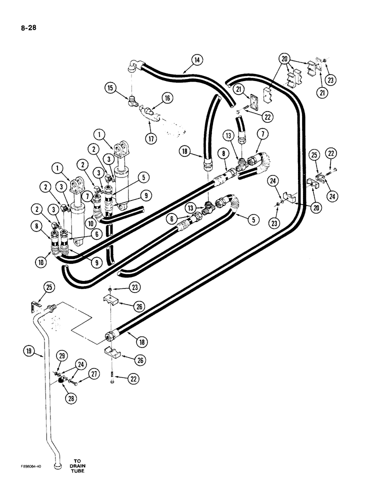 Схема запчастей Case IH 9280 - (8-28) - THREE POINT HITCH HYDRAULICS, MANUAL CONTROLLED HITCH SYSTEM, IF EQUIPPED (08) - HYDRAULICS
