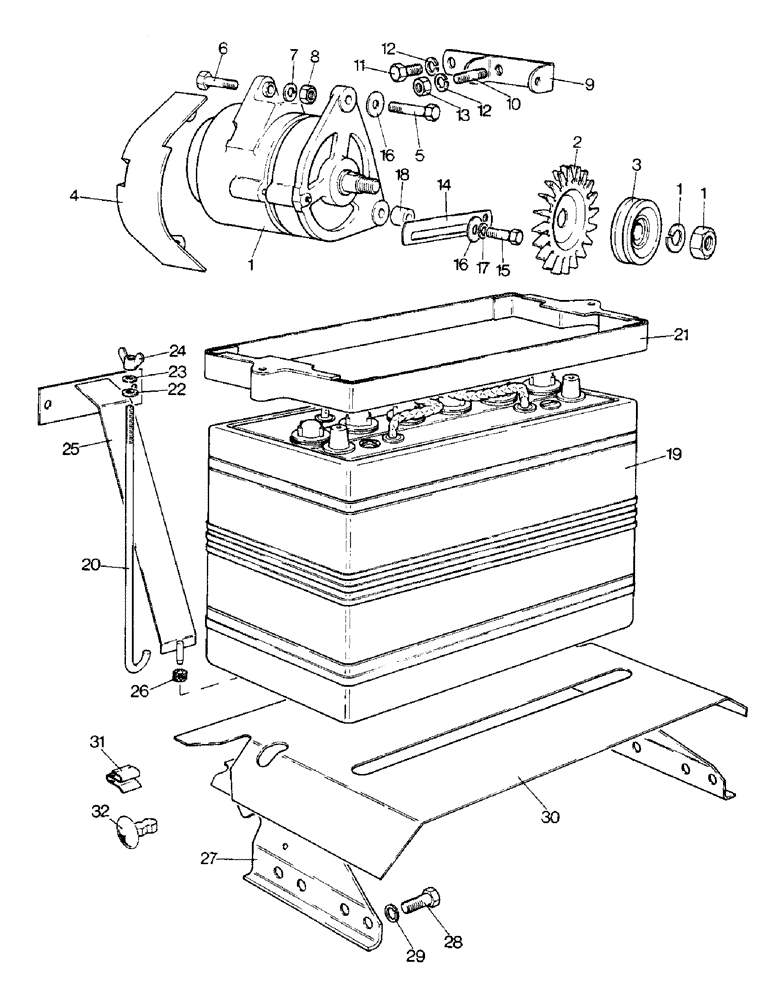 Схема запчастей Case IH 1290 - (S-01) - ALTERNATOR, BATTERY AND SUPPORT (06) - ELECTRICAL SYSTEMS