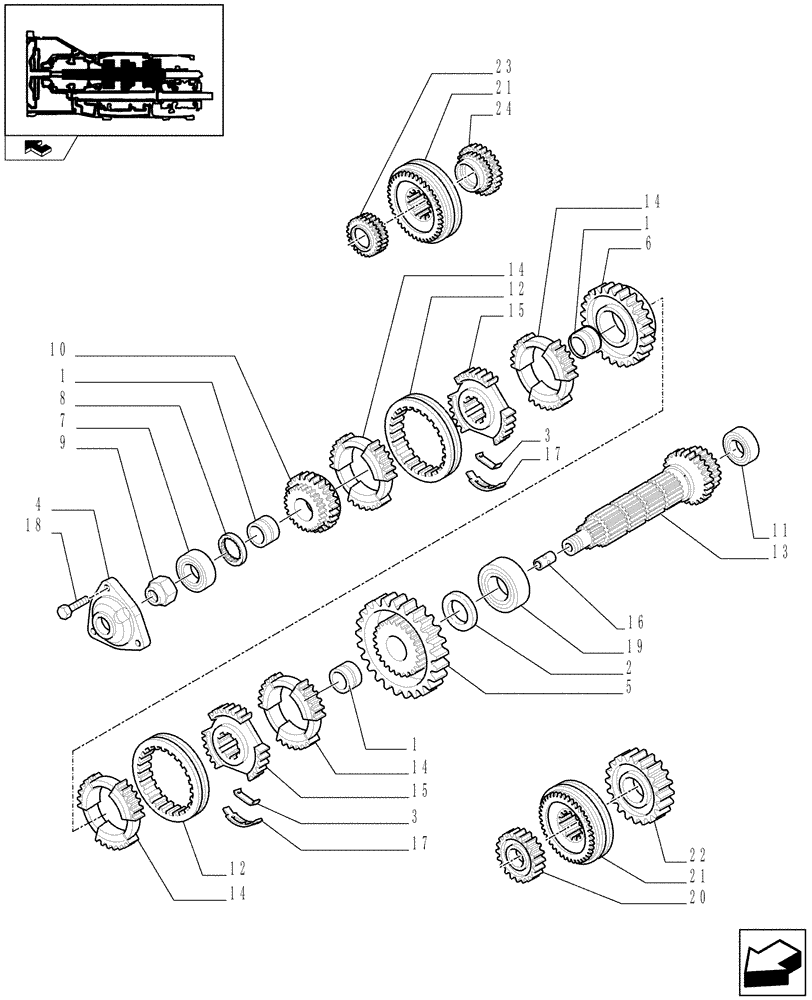 Схема запчастей Case IH FARMALL 90 - (1.28.1/02[02]) - 12X12 (40KM/H) TRANSMISSION W/INSIDE AXLE FRONT BRAKE AND LIMITED SLIP-SHAFTS AND GEARS - C6618 (STD, 743552-331321-743905) (03) - TRANSMISSION