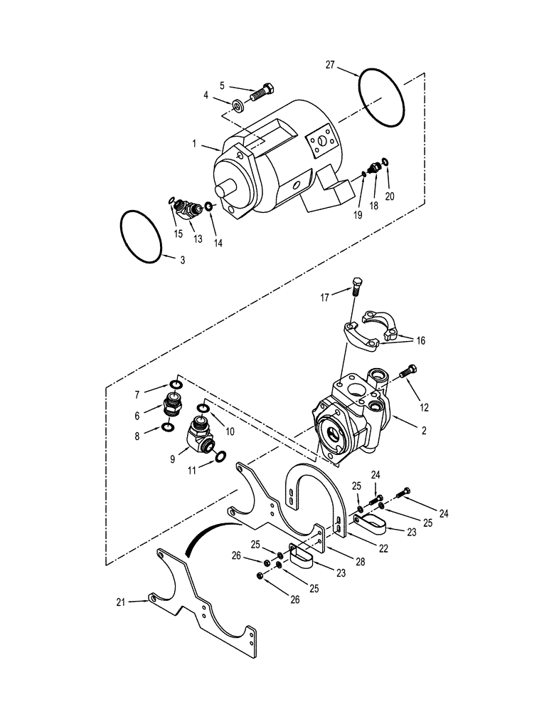 Схема запчастей Case IH STEIGER 435 - (08-23) - STANDARD HYDRAULICS - PUMP MOUNTING (08) - HYDRAULICS