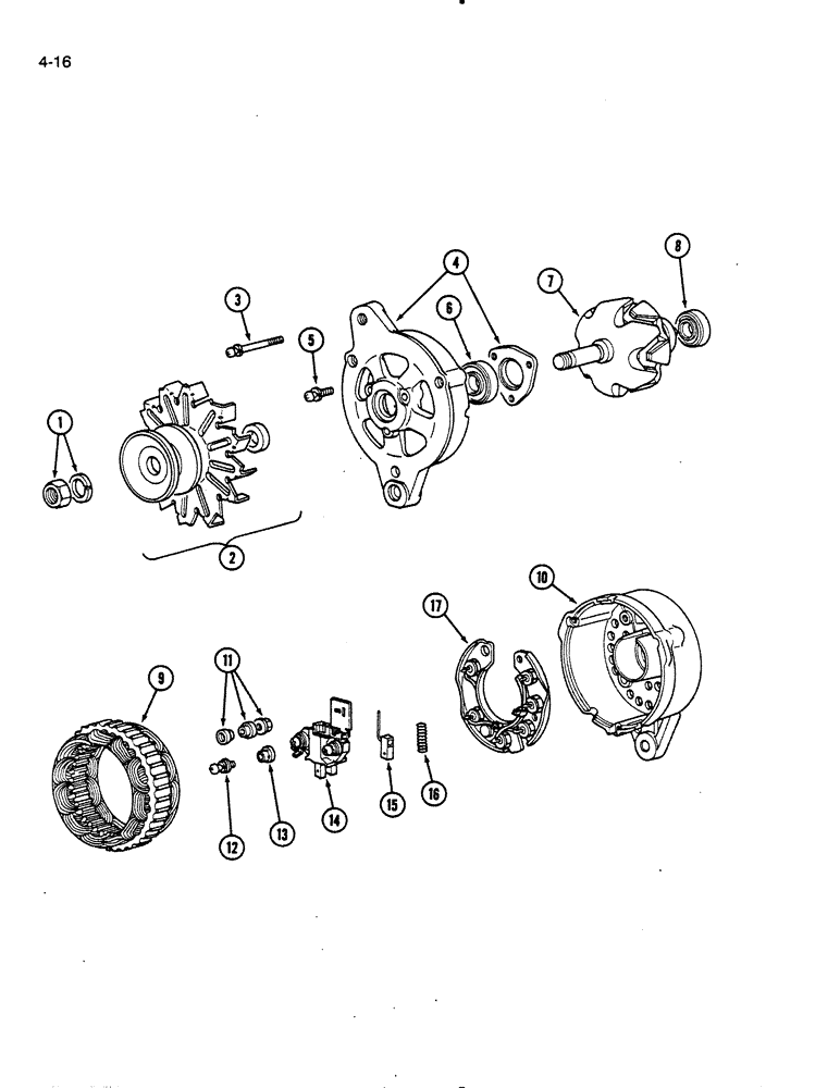 Схема запчастей Case IH 275 - (4-16) - ALTERNATOR ASSEMBLY (04) - ELECTRICAL SYSTEMS