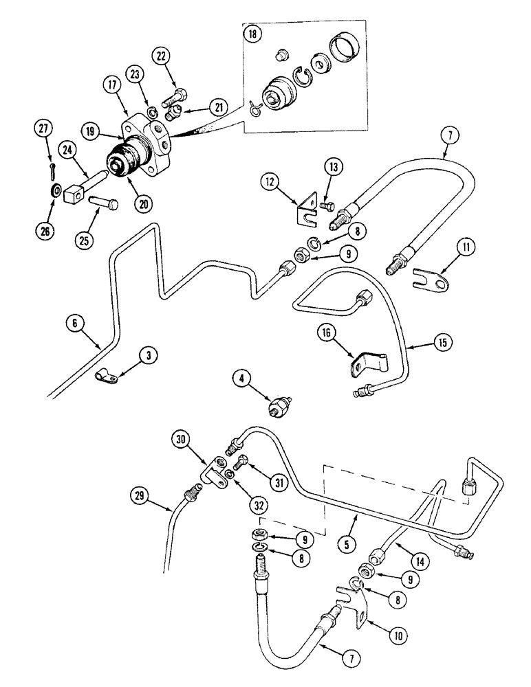 Схема запчастей Case IH 1494 - (7-274) - BRAKE TUBES AND SLAVE CYLINDERS, TRACTORS WITH CAB, P.I.N. 11519691 AND AFTER (07) - BRAKES