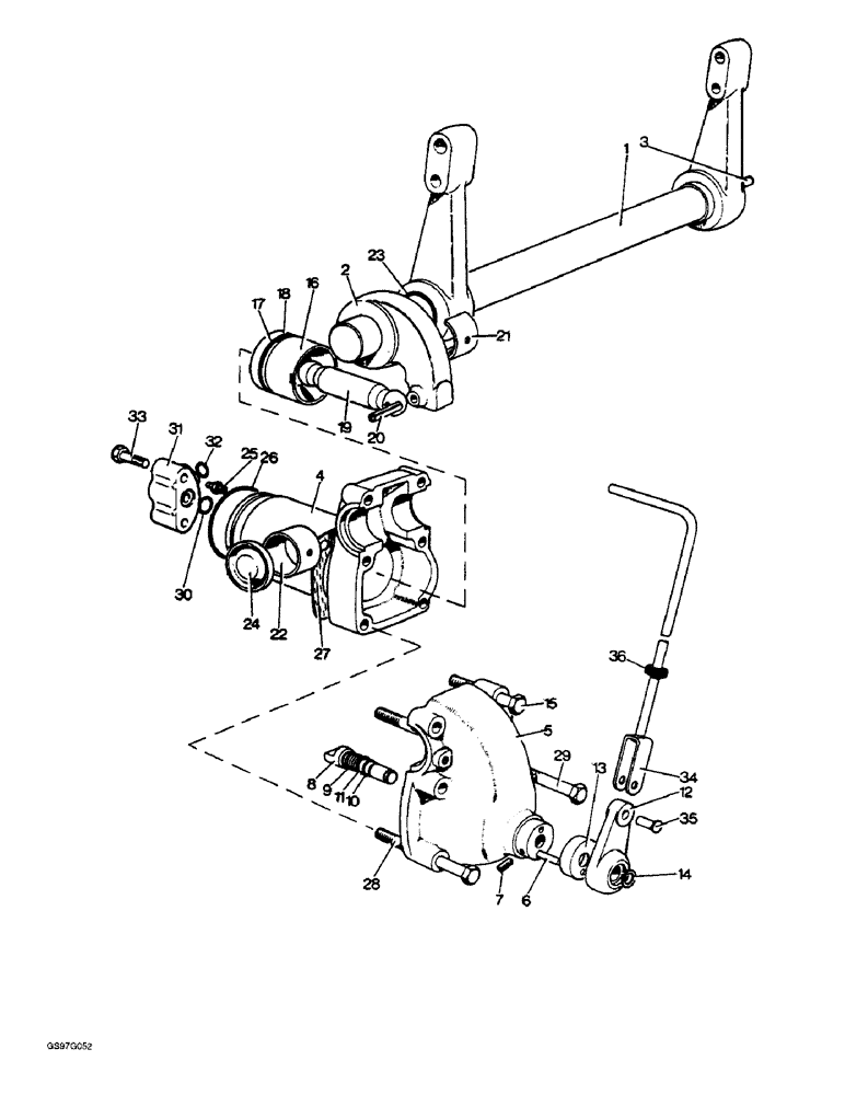 Схема запчастей Case IH 1210 - (8-34) - RAMSHAFT AND RAM CYLINDER (08) - HYDRAULICS