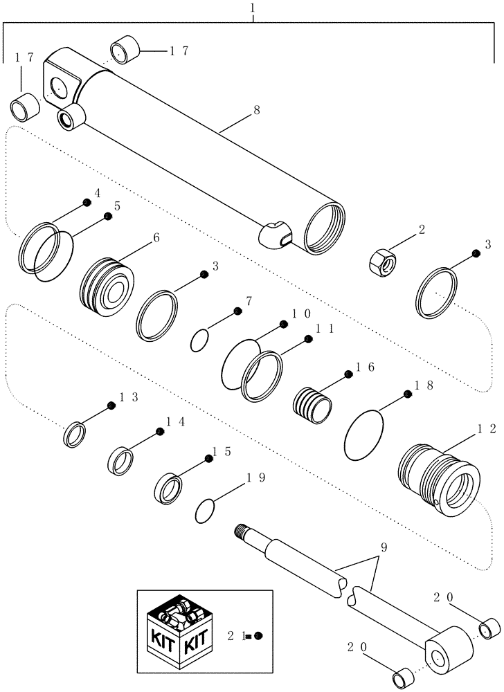 Схема запчастей Case IH LX232 - (08-15) - CYLINDER ASSEMBLY - LIFT - WITH MECHANICAL SELF-LEVEL - BSN CAE0021635 (08) - HYDRAULICS