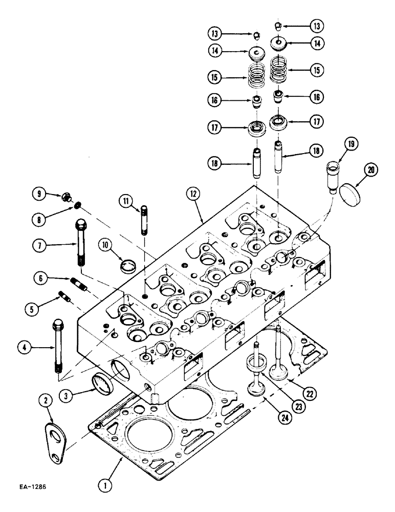 Схема запчастей Case IH 248 - (2-050) - CYLINDER HEAD, VALVES AND STUDS, 258, 585 (02) - ENGINE