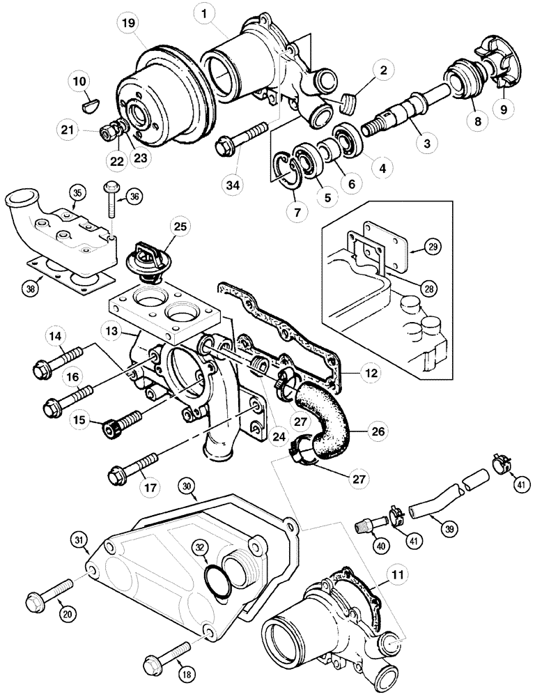 Схема запчастей Case IH MX100C - (02-17) - WATER PUMP SYSTEM (02) - ENGINE