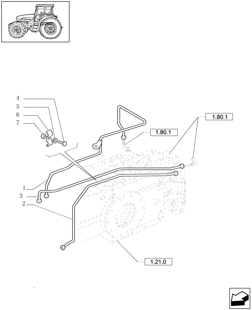 Схема запчастей Case IH JX1100U - (1.80.6) - POWER TAKEOFF - PIPES (07) - HYDRAULIC SYSTEM