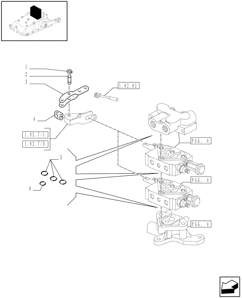 Схема запчастей Case IH JX1075N - (1.82.7[05]) - EXTRA EXTERNAL CONTROL VALVES AND PIPES - D5484 (07) - HYDRAULIC SYSTEM