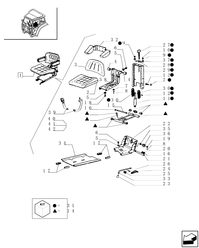 Схема запчастей Case IH JX95 - (1.92.0[43]) - CAB - SEAT AND COMPONENT PARTS (10) - OPERATORS PLATFORM/CAB