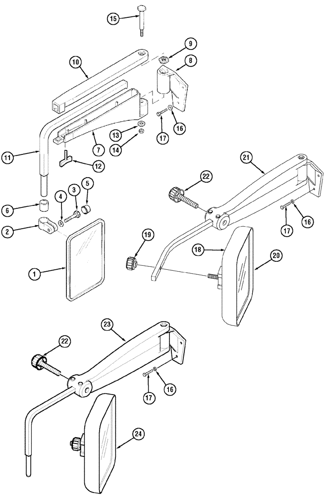 Схема запчастей Case IH MX100 - (09-87) - EXTENDABLE MIRRORS (09) - CHASSIS/ATTACHMENTS