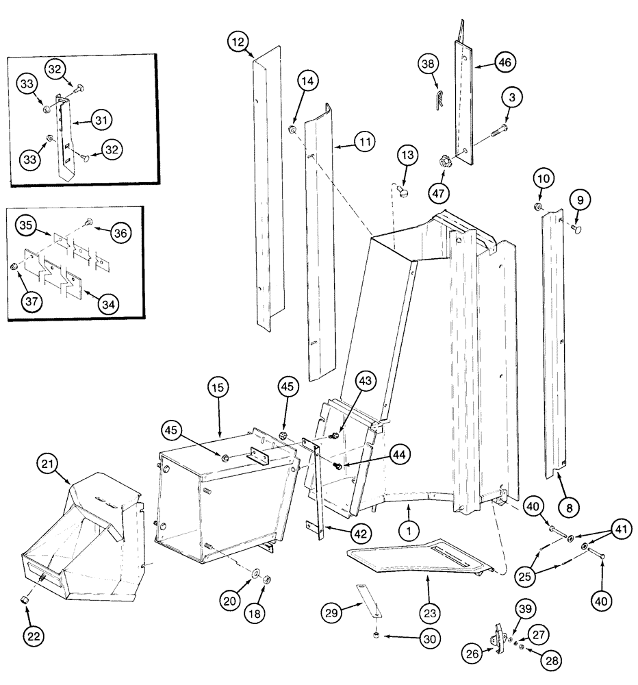 Схема запчастей Case IH 2155 - (9C-06) - FRONT DRUM OUTLET, DRUM NO. 2, 5 ROW NARROW (15) - HANDLING SYSTEM