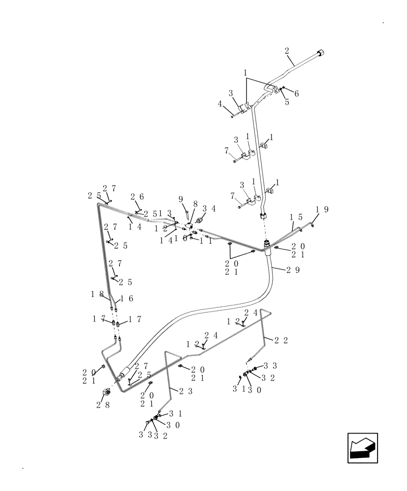 Схема запчастей Case IH 8010 - (33.202.15[01]) - HYDRAULICS - BRAKE CONTROL LINES - PRIOR TO PIN HAJ203152 - 7010/8010 (33) - BRAKES & CONTROLS