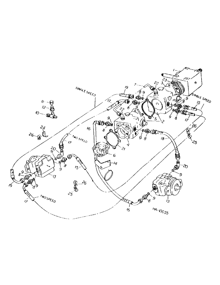 Схема запчастей Case IH 4000 - (07-03) - DRIVE TRAIN, TANDEM PUMP WITH HYDROSTATIC MOTORS AND CONNECTIONS (04) - Drive Train