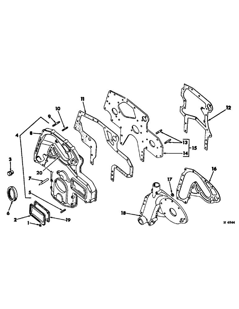 Схема запчастей Case IH 375 - (D-05) - D206 DIESEL ENGINE, CRANKCASE FRONT COVER (01) - ENGINE