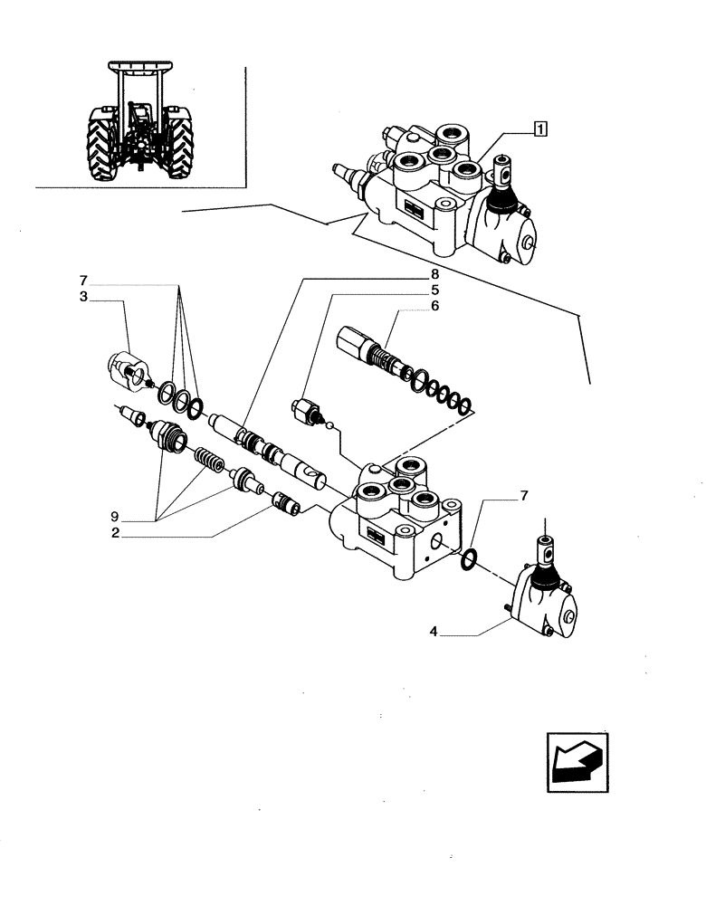 Схема запчастей Case IH JX80 - (1.82.7/01A) - (VAR.366) 1 CONTROL VALVE (S/D) - PARTS COMPONENTS (07) - HYDRAULIC SYSTEM