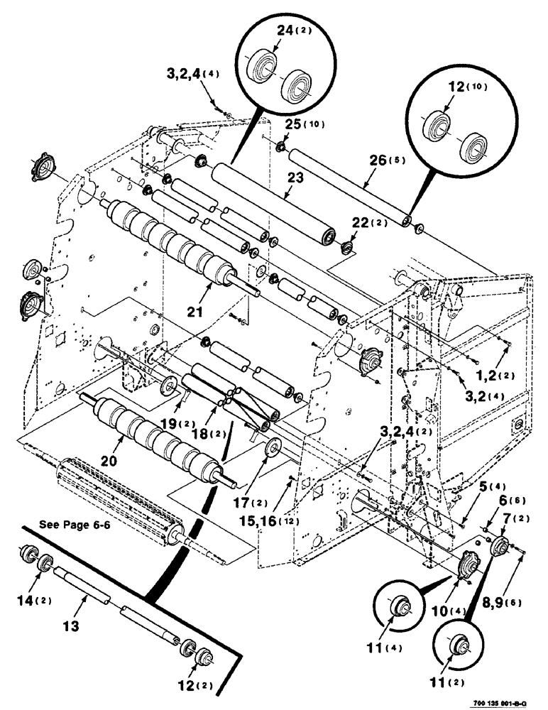 Схема запчастей Case IH 8435 - (6-04) - ROLLER AND SUPPORT ASSEMBLIES, SERIAL NUMBER CFH0124401 AND LATER (12) - MAIN FRAME