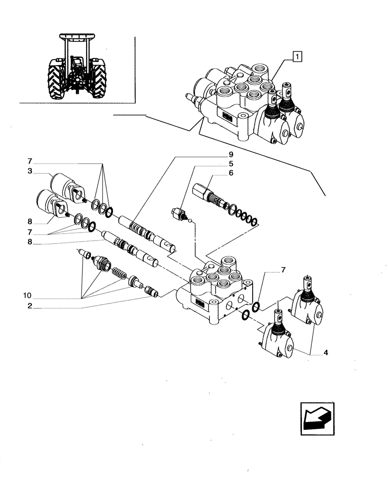 Схема запчастей Case IH JX95 - (1.82.7/04A) - VAR - 417, 335417, 729417 - 2 CONTROL VALVES (1 S/D W/KICK OUT + 1 DOUBLE ACTING W/FLOAT W/KICK OUT) -PARTS COMPONENTS (07) - HYDRAULIC SYSTEM