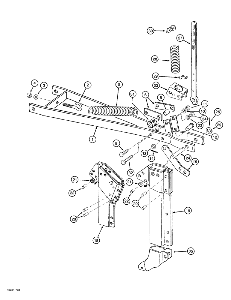 Схема запчастей Case IH 7100 - (9-128) - FURROW OPENER, SPRING TRIP (09) - CHASSIS/ATTACHMENTS