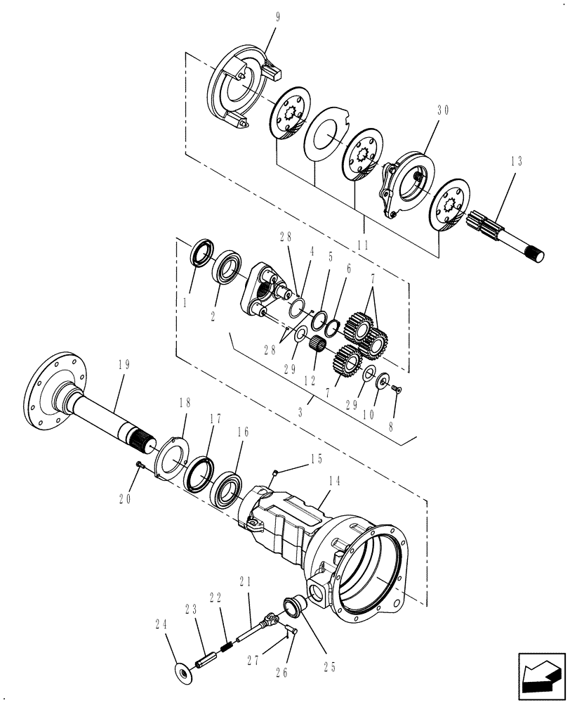 Схема запчастей Case IH FARMALL 45 - (03.22.01) - RH FINAL REDUCTION HOUSING - USED ON & ABOVE PIN # Z9DE22250 (03) - TRANSMISSION