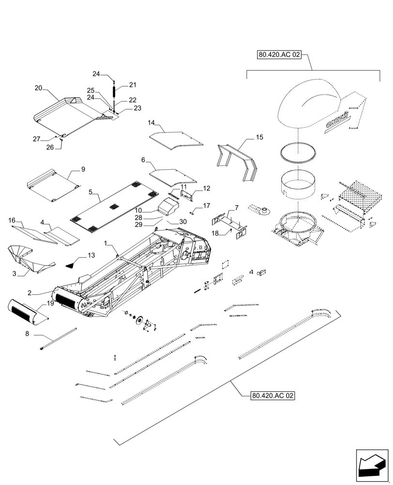 Схема запчастей Case IH A8000 - (80.420.AC[01]) - ELEVATOR (80) - CROP STORAGE/UNLOADING