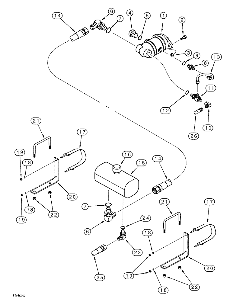 Схема запчастей Case IH 955 - (8-04) - BLOWER PUMP HYDRAULIC SYSTEM, PUMP, RESERVOIR & LINES, 540 RPM PTO (08) - HYDRAULICS