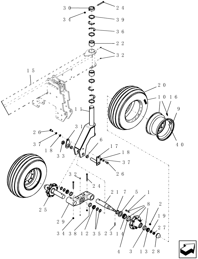 Схема запчастей Case IH 40 - (44.100.01) - FRONT CASTER - MAIN FRAME (44) - WHEELS