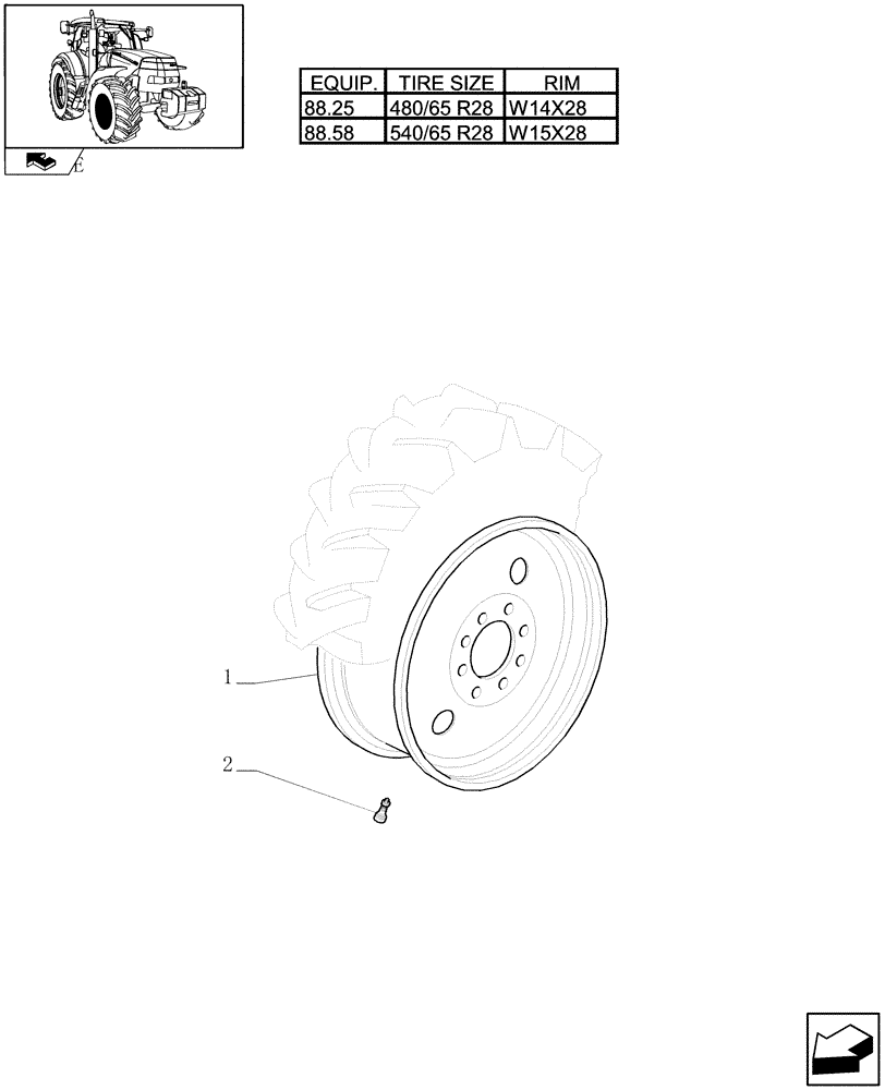 Схема запчастей Case IH MAXXUM 110 - (82.00[03]) - FRONT WHEELS (11) - WHEELS/TRACKS