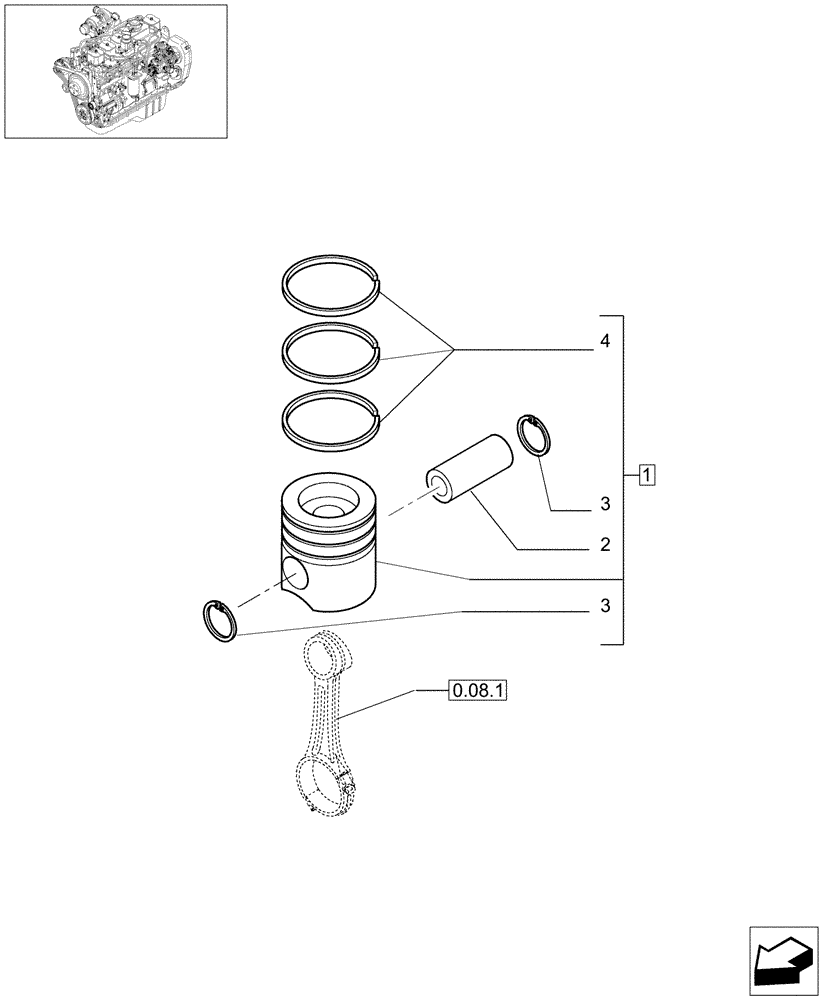 Схема запчастей Case IH F4GE9684D J600 - (0.08.2[01]) - PISTON - ENGINE (504062644) 