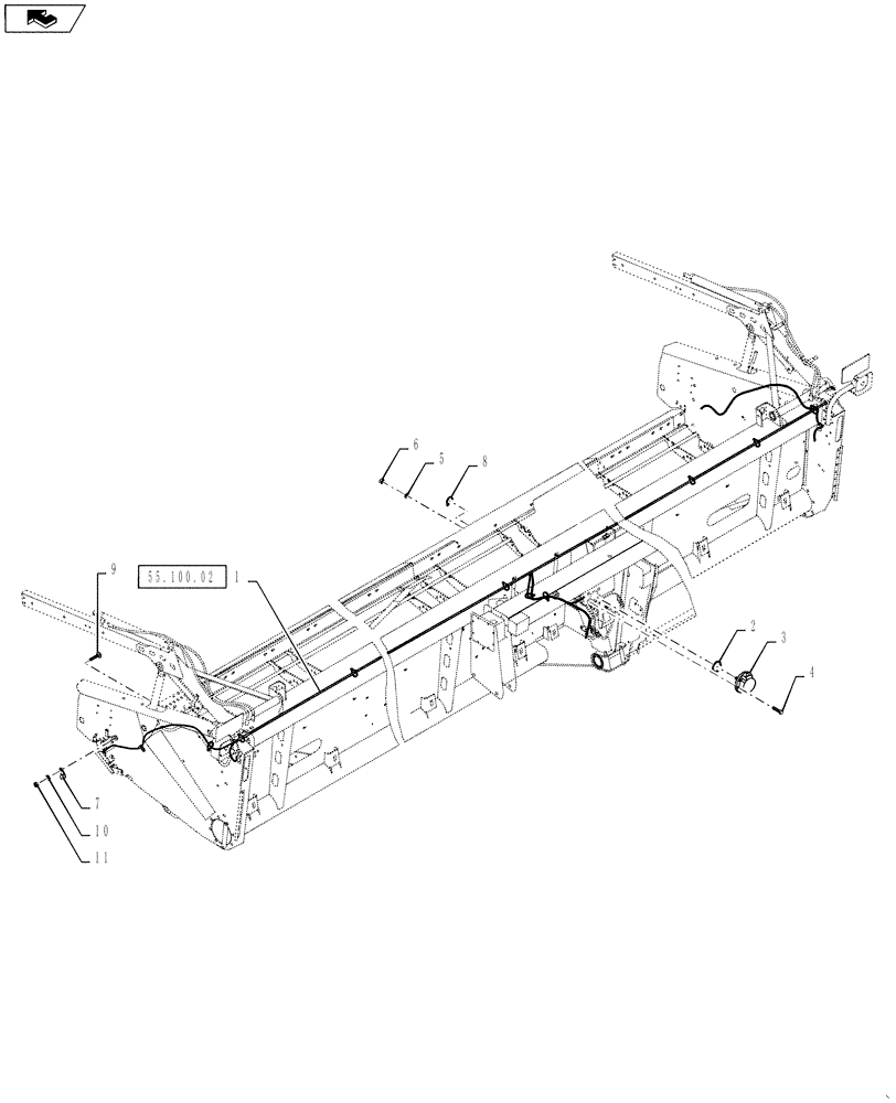 Схема запчастей Case IH 3152 - (55.100.01) - HARNESS, FLEX HEADER, MOUNTING (55) - ELECTRICAL SYSTEMS