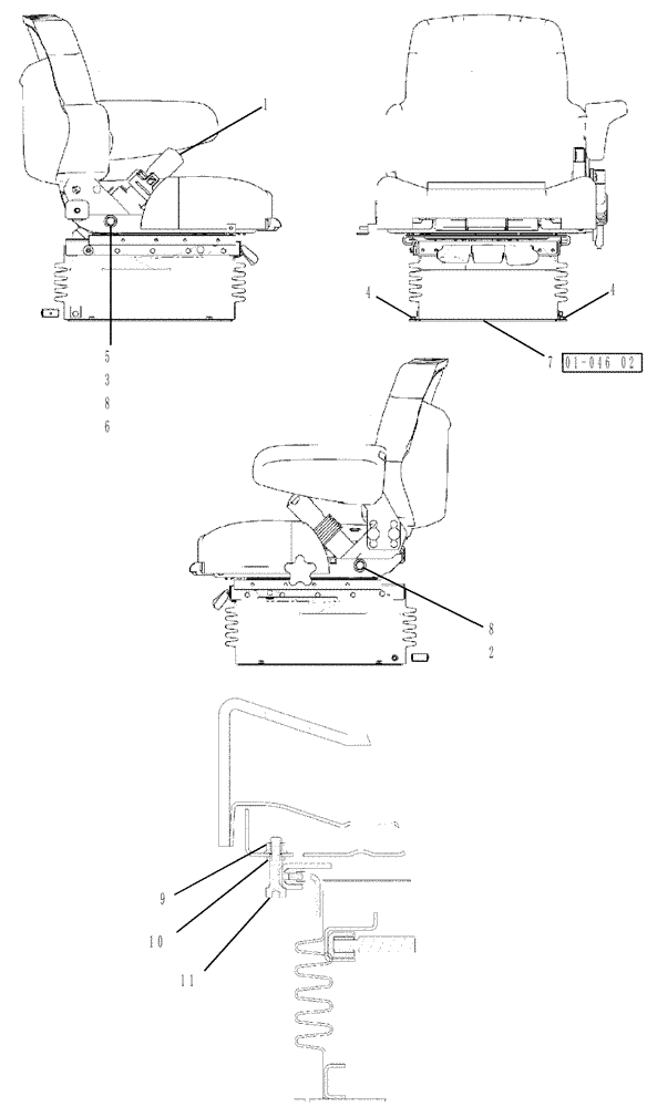 Схема запчастей Case IH TITAN 4520 - (01-046[01]) - SEAT PACKAGE, OPERATOR, SN Y9T026002 AND AFTER (10) - CAB