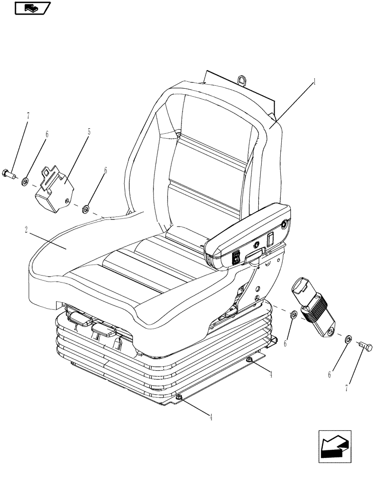 Схема запчастей Case IH MAGNUM 225 - (90.124.01) - SEAT ASSEMBLY (90) - PLATFORM, CAB, BODYWORK AND DECALS