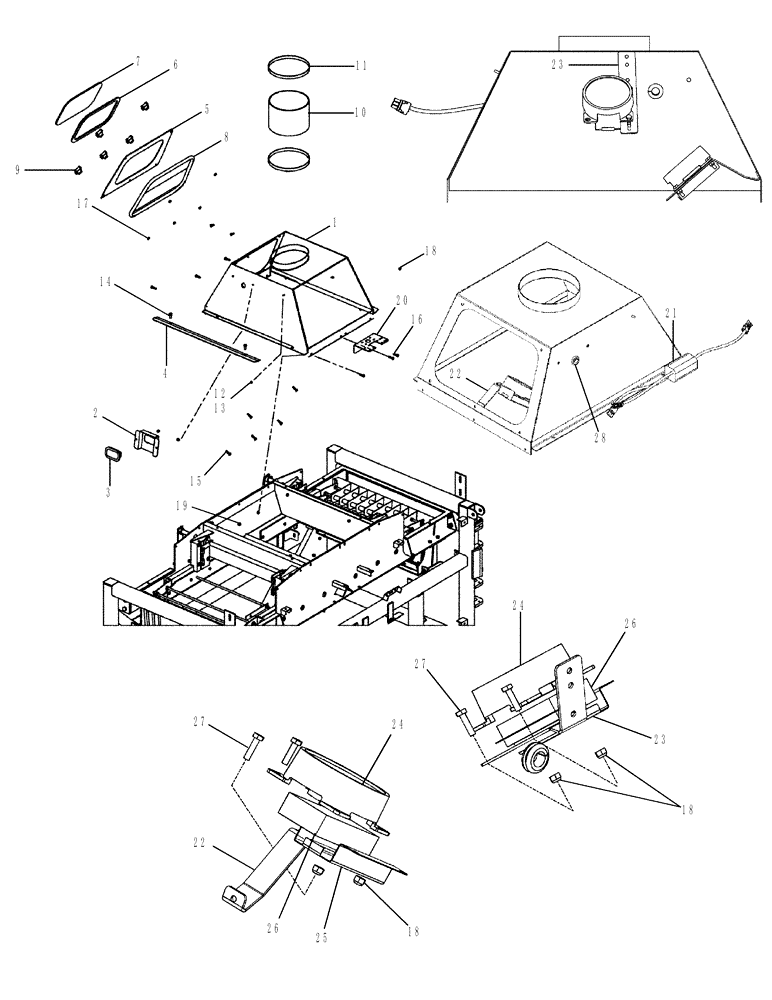 Схема запчастей Case IH 810 - (01-011[02]) - HOPPER & HOPPER LEVEL SENSOR ASSENBLY, FLX, ASN Y9T026226 Basic Unit