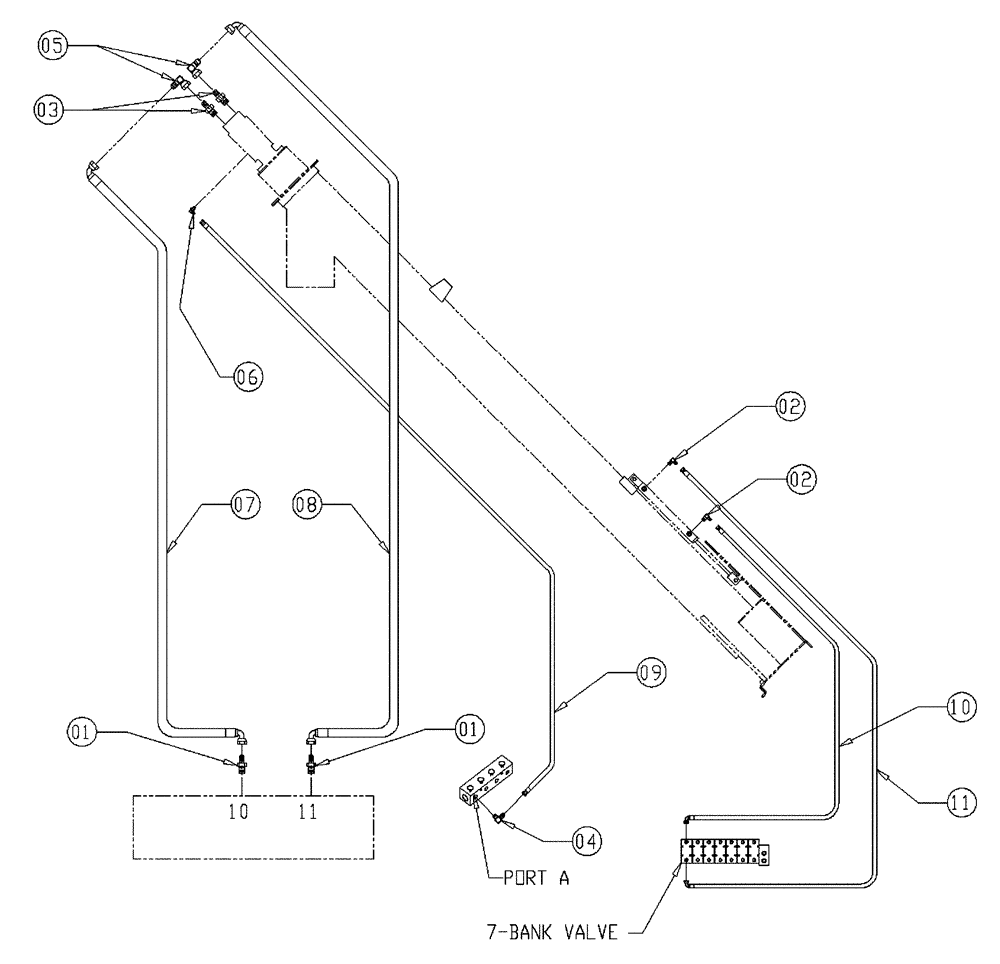 Схема запчастей Case IH 437 - (06-019) - AUGER HYD GROUP, 8 INCH Hydraulic Plumbing