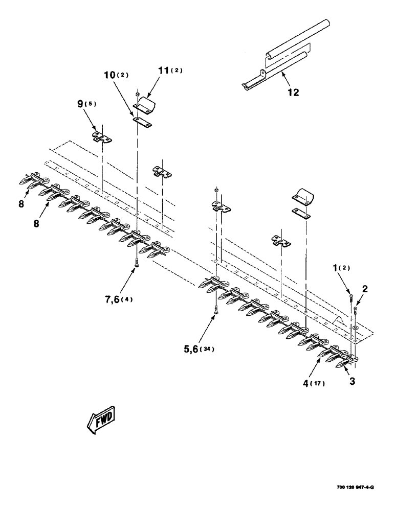 Схема запчастей Case IH 8820 - (5-16) - GUARD ASSEMBLY, LEFT, 18 FOOT ONLY (58) - ATTACHMENTS/HEADERS