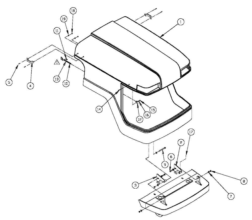 Схема запчастей Case IH FLX4330 - (04-019) - HOOD ASSEMBLY (FLX 4300, 4330) Frame & Suspension