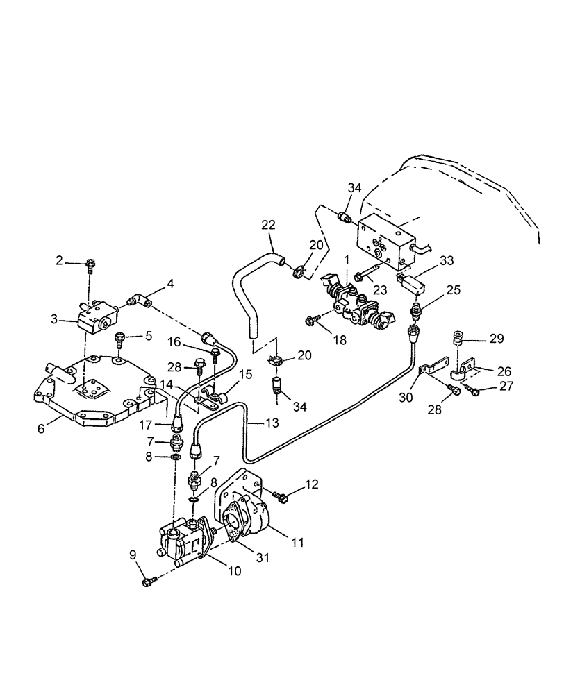 Схема запчастей Case IH FARMALL 60 - (07.03) - EHSS & PTO PUMP & PIPING (07) - HYDRAULIC SYSTEM