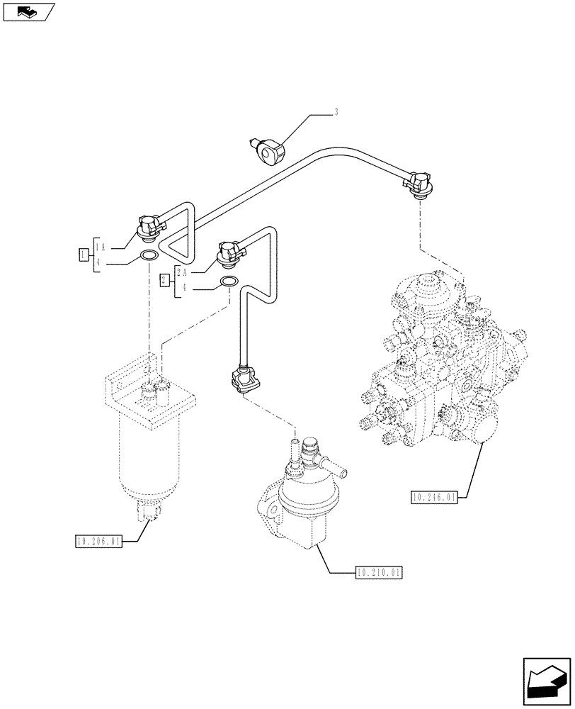 Схема запчастей Case IH F4CE9484L J603 - (10.218.01) - PIPING - FUEL (2854500) (10) - ENGINE