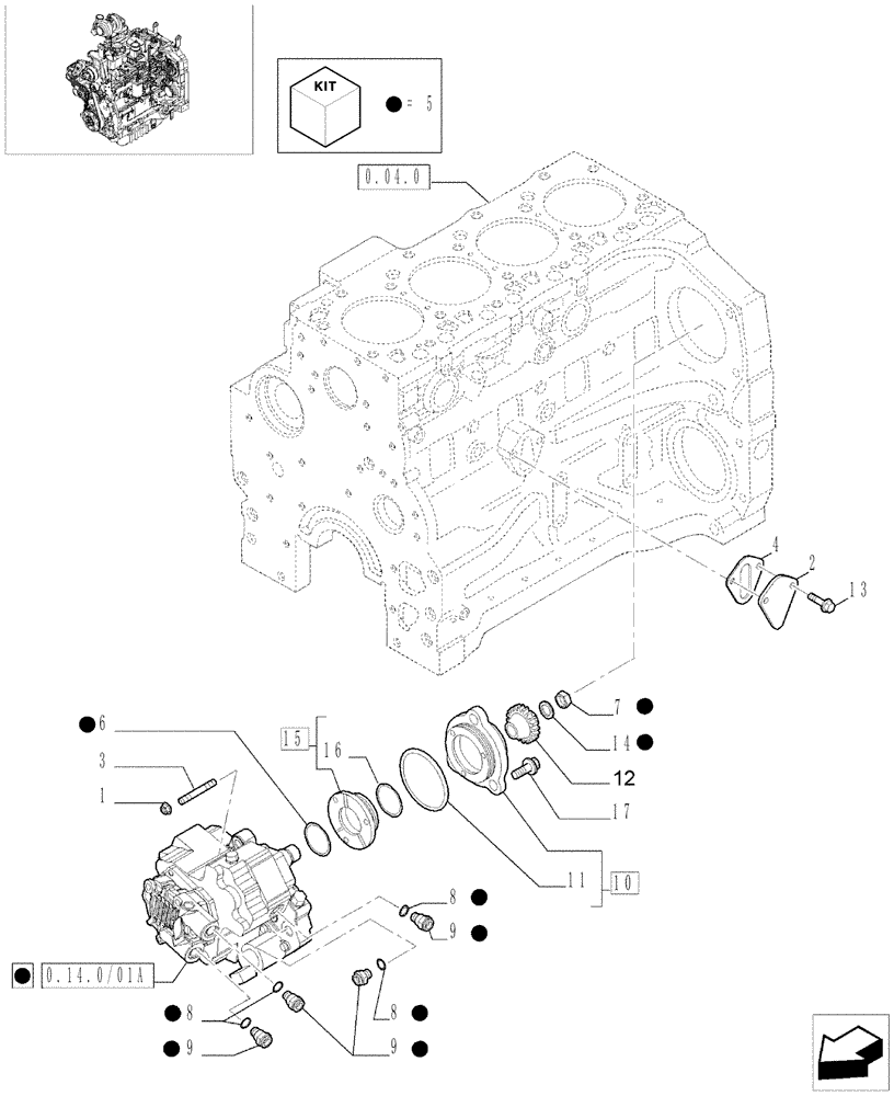 Схема запчастей Case IH MXU110 - (0.14.0/01[01]) - INJECTION PUMP (01) - ENGINE