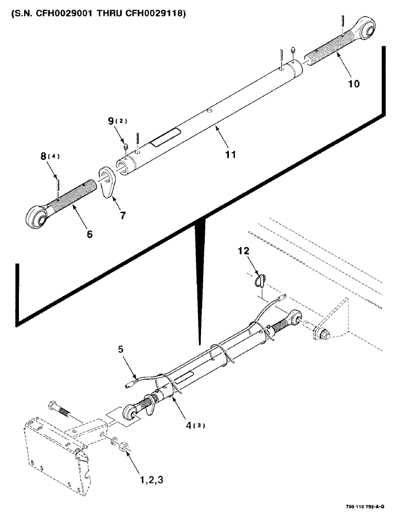 Схема запчастей Case IH 8830 - (7-04) - HEADER SUPPORT LINKAGE ASSEMBLY, UPPER, SERIAL NUMBER CFH0029001 THRU CFH0029118 (09) - CHASSIS