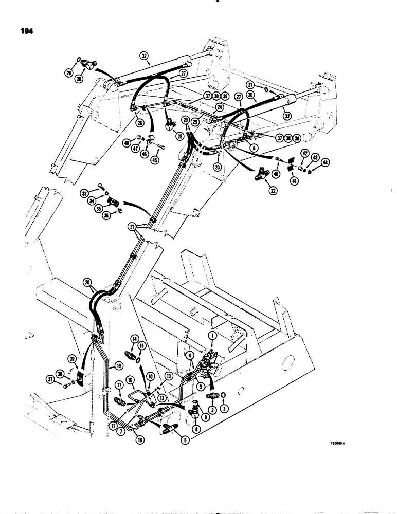 Схема запчастей Case IH 1845 - (194) - LOADER DUMP HYDRAULIC CIRCUIT (35) - HYDRAULIC SYSTEMS