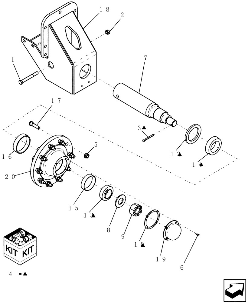 Схема запчастей Case IH ADX3380 - (D.13.B[07]) - REAR SINGLE HUB/SPINDLE (ASN CBJ0005319) D - Travel