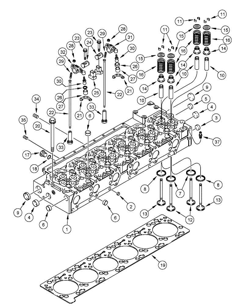 Схема запчастей Case IH FLX3300B - (02-035) - CYLINDER HEAD AND VALVE MECHANISM (01) - ENGINE