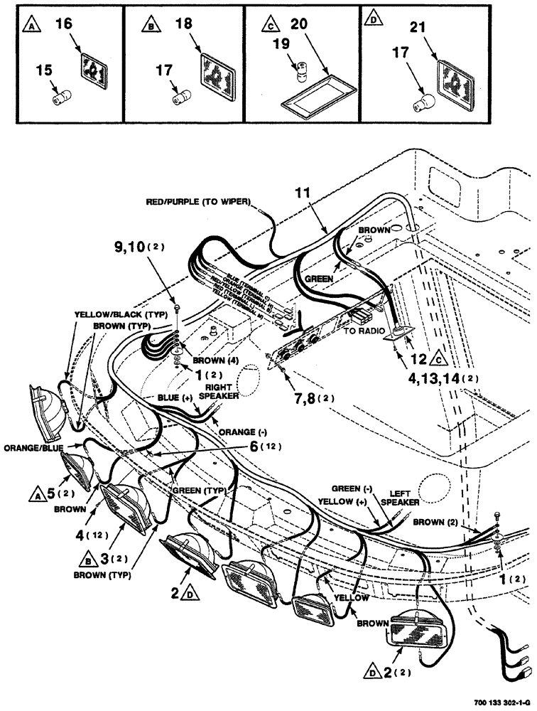 Схема запчастей Case IH 8870 - (04-22) - LIGHT ASSEMBLY - FRONT (55) - ELECTRICAL SYSTEMS