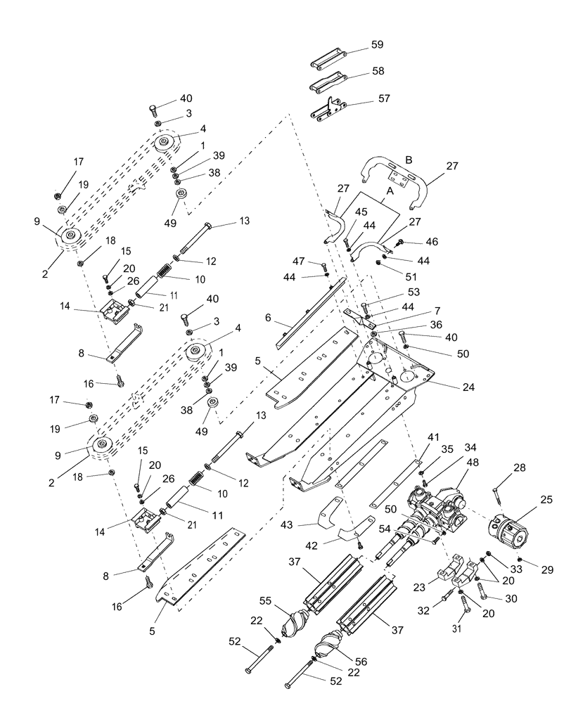 Схема запчастей Case IH 2206 - (06.00[2]) - ROW UNIT, PIN HAJ0018273 AND AFTER [INCLUDES ALL CBJ PINS] (58) - ATTACHMENTS/HEADERS