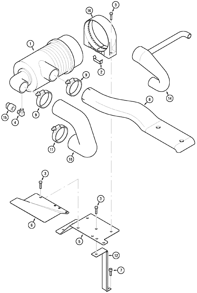 Схема запчастей Case IH CX80 - (02-14) - AIR CLEANER AND CONNECTIONS (02) - ENGINE