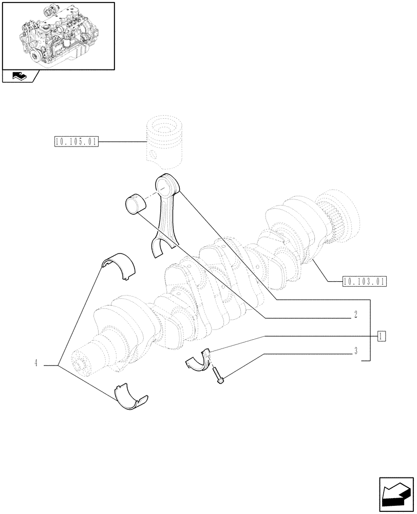 Схема запчастей Case IH F4HE9684D J103 - (10.105.02) - CONNECTING ROD (2855250) 