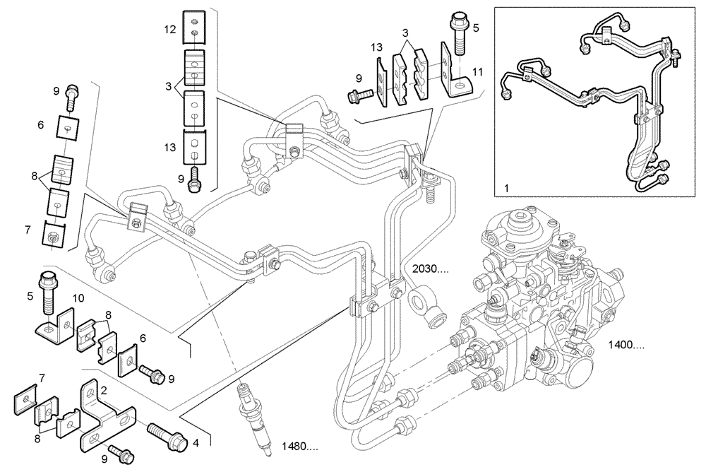 Схема запчастей Case IH F4BE0484F D606 - (2020.133) - INJECTION PIPES 