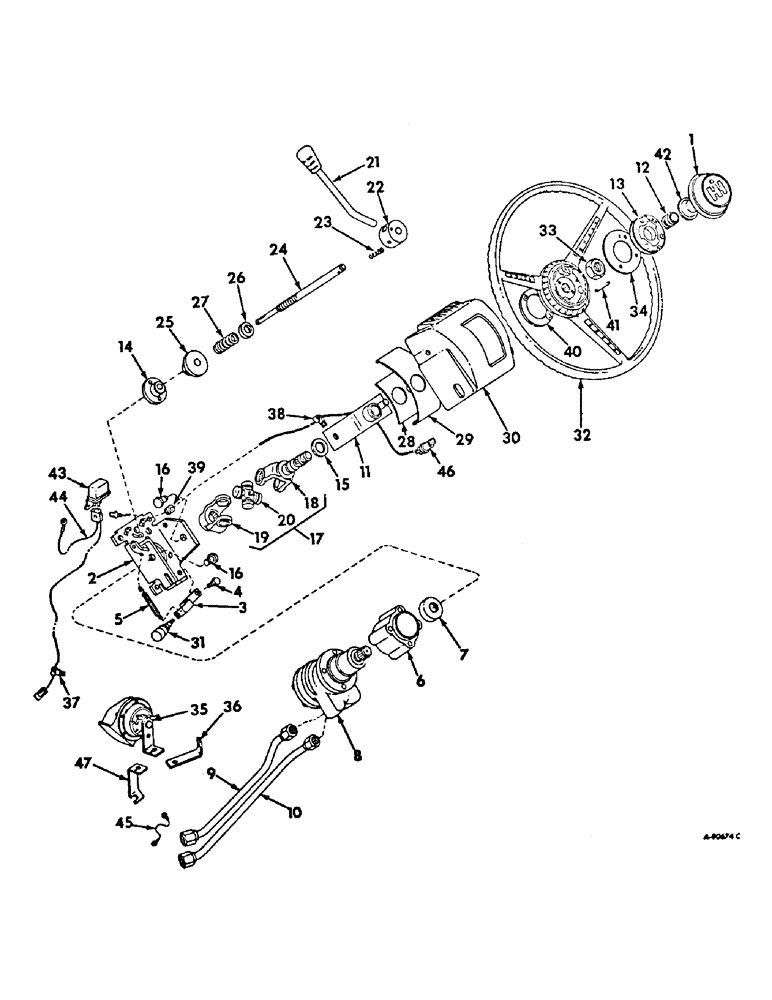 Схема запчастей Case IH 2856 - (J-11) - STEERING MECHANISM, TILT STEERING WHEEL Steering Mechanism