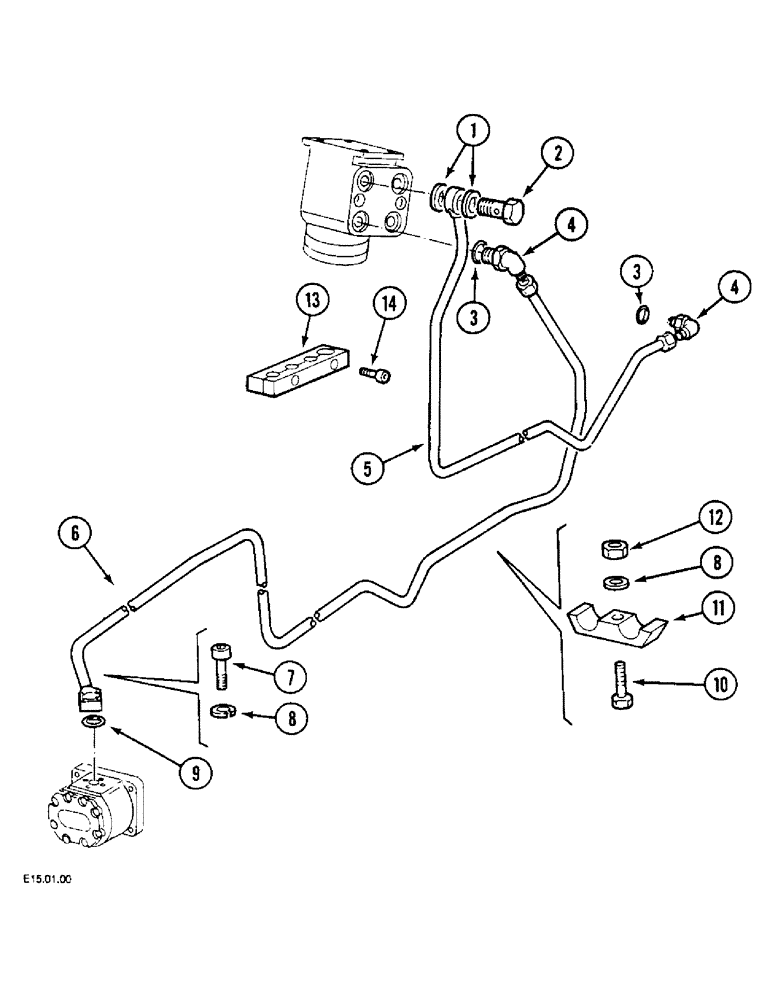 Схема запчастей Case IH 2150 - (5-04) - STEERING PUMP PIPING VERSION WITH DOUBLE PUMP, VERSION WITH SINGLE PUMP (05) - STEERING